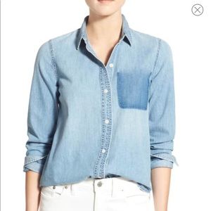 Madewell shrunken denim blue jean shirt top XS